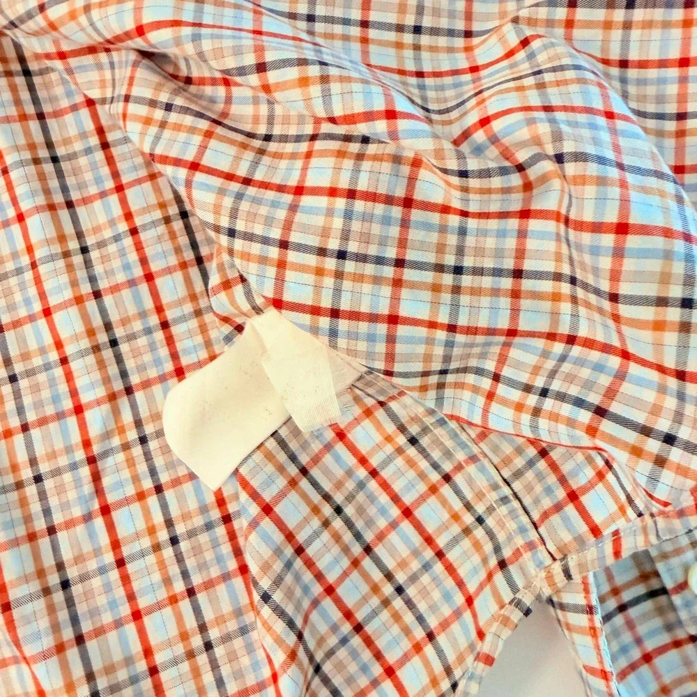 Peter Millar Collection Mens 2XL Plaid Button Down Shirt Red Blue